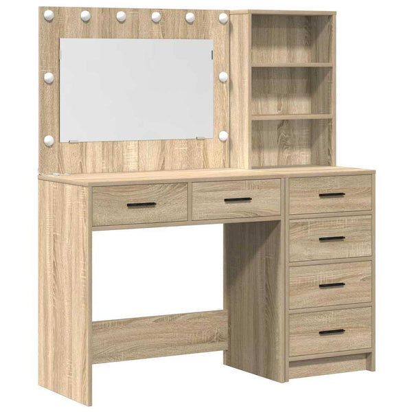 Meikkipöytä hyllyllä Ruskea 78.5 x 41 x 135 cm Tekninen puu