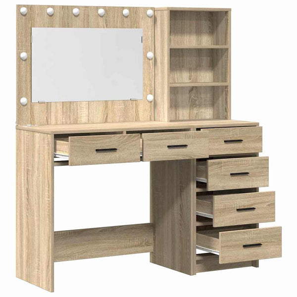 Meikkipöytä hyllyllä Ruskea 78.5 x 41 x 135 cm Tekninen puu