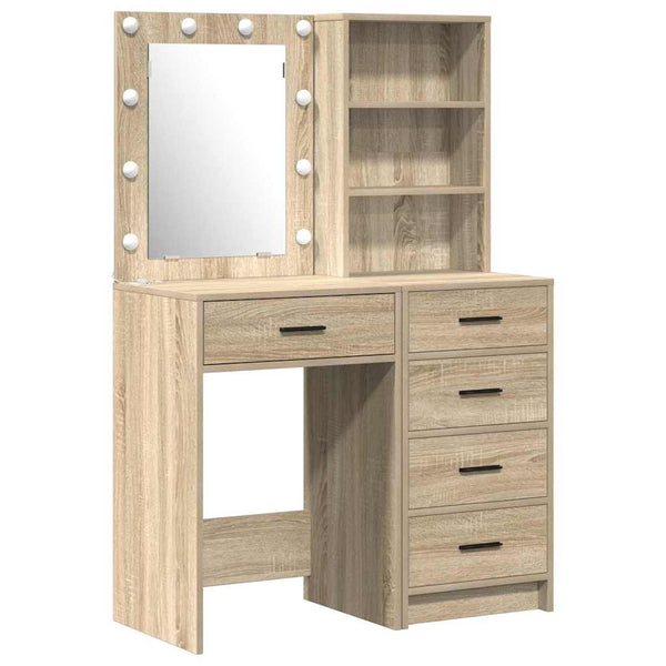 Meikkipöytä hyllyllä 2 pcs Ruskea 50 x 41 x 135 cm Tekninen puu