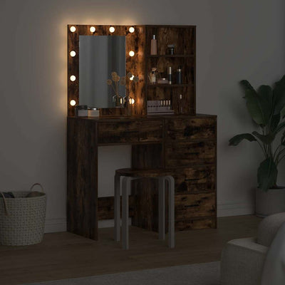 Ruskea meikkipöytä hyllyllä Razeq 50x41x135cm (2 pcs puinen)