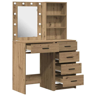 Ruskea meikkipöytä hyllyllä Makenna 50x41x135cm (2 pcs puinen)