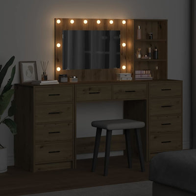 Ruskea meikkipöytä hyllyllä Tarantus 40x41x135cm (3 pcs puinen)