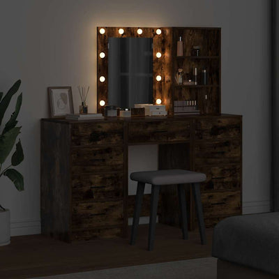 Ruskea meikkipöytä hyllyllä Padina 40x41x135cm (3 pcs puinen)