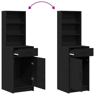 Musta tammi meikkipöytäsarja hyllyllä Cher 50x41x135cm (2 pcs)