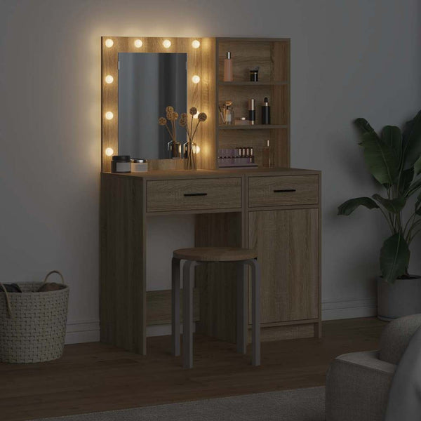 LED-valollinen meikkipöytäsetti peilivalot 2 pcs Sonoman tammi