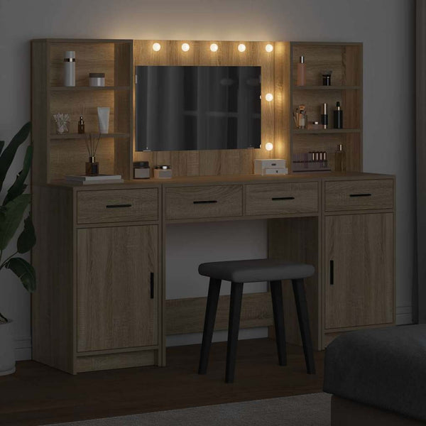 LED-valollinen meikkipöytäsetti peilivalot 3 pcs Sonoman tammi