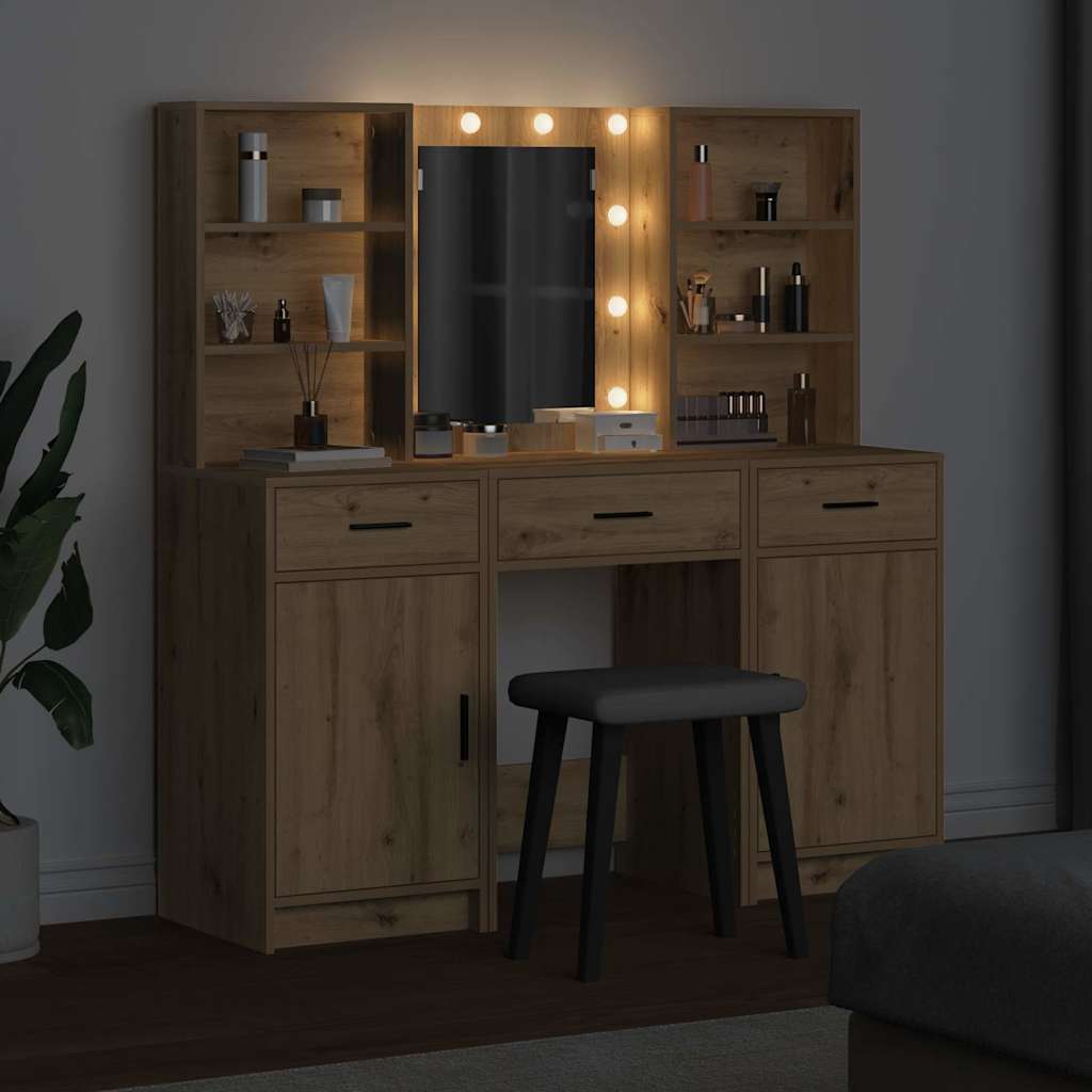 LED-valollinen meikkipöytäsetti peilivalot 3 pcs Artisan tammi