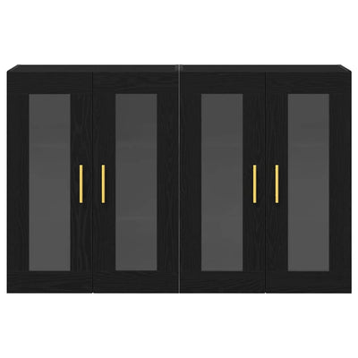 seinälle asennettavat kaapit 2 pcs Musta tammi