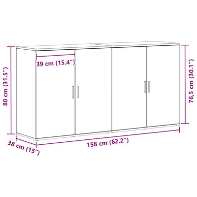 Sivupöydät 2 pcs Musta tammi 79 x 38 x 80 cm Tekninen puu