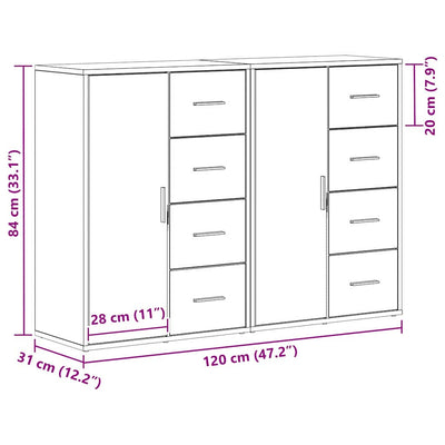 Sivupöydät 2 pcs artesaani tammi 60 x 31 x 84 cm Tekninen puu