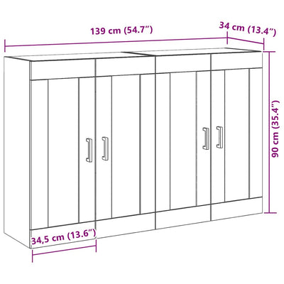 seinälle asennettavat kaapit 2 pcs Vanha puu 69,5 x 34 x 90 cm