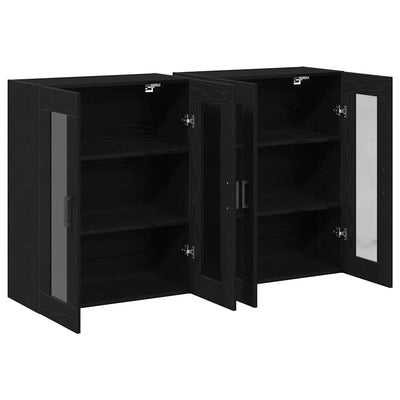 seinälle asennettavat kaapit 2 pcs Musta tammi