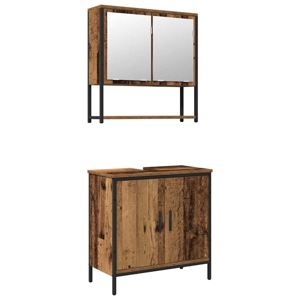 Kylpyhuonekalustesetti 2 kpl Ruskea 60 x 30 x 60 cm