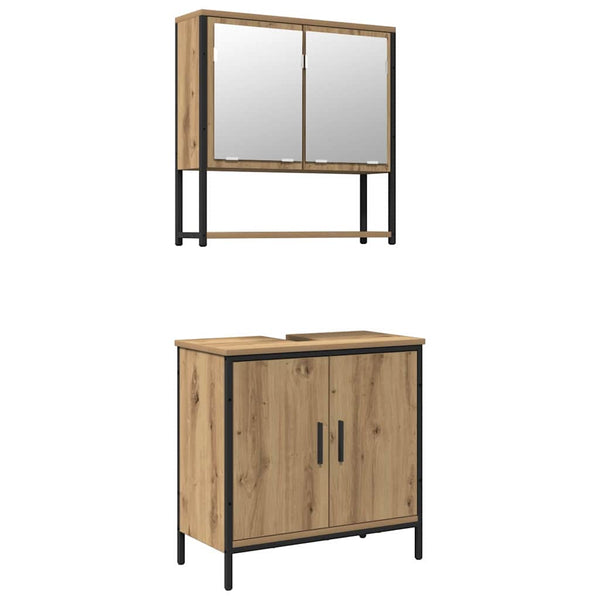 Kylpyhuonekalustesetti 2 kpl Ruskea 60 x 30 x 60 cm