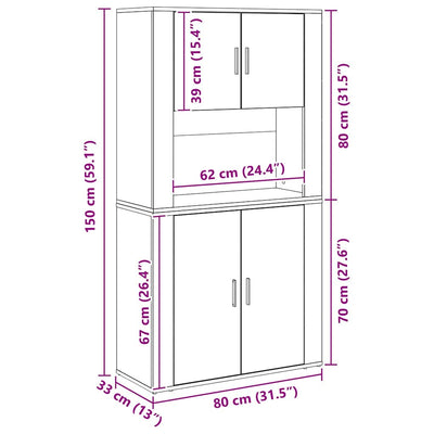 Korkea Kaappi Vanha puu 80 x 33 x 150 cm Tekninen puu