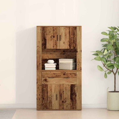 Highboard Vanha puu 80 x 33 x 150 cm Tekninen puu