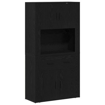 Highboard Musta tammi 80 x 33 x 150 cm Tekninen puu