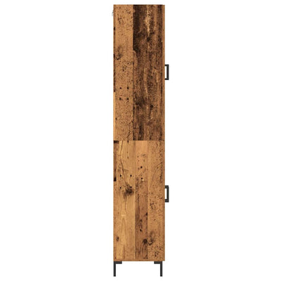 Korkea kaappi 2 pcs Vanha puu 69.5 x 34 x 180 cm Tekninen puu