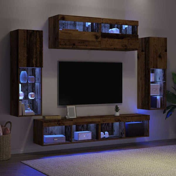 TV-tasosetti LED -nauhavalot 6 pcs Vanha puu Tekninen puu