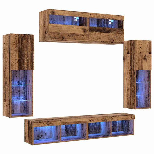 TV-tasosetti LED -nauhavalot 6 pcs Vanha puu Tekninen puu