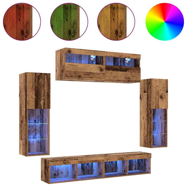 TV-tasosetti LED -nauhavalot 6 pcs Vanha puu Tekninen puu
