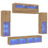 TV-tasosetti LED -nauhavalot 6 pcs artesaani tammi Tekninen puu