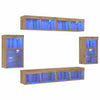 TV-tasosetti LED -nauhavalot 8 pcs artesaani tammi Tekninen puu