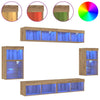 TV-tasosetti LED -nauhavalot 8 pcs artesaani tammi Tekninen puu
