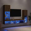 TV-kaappi LED -nauhavalot 4 pcs artesaani tammi Tekninen puu