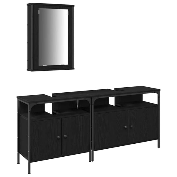 Kylpyhuoneen pesuainetehdas 3 kpl Musta 80 x 30 x 60 cm