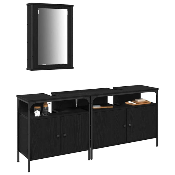 Kylpyhuoneen pesuainetehdas 3 kpl Musta 80 x 30 x 60 cm