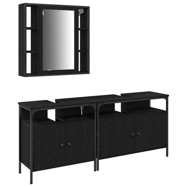 Kylpyhuoneen pesuainetehdas 3 kpl Musta 80 x 30 x 60 cm