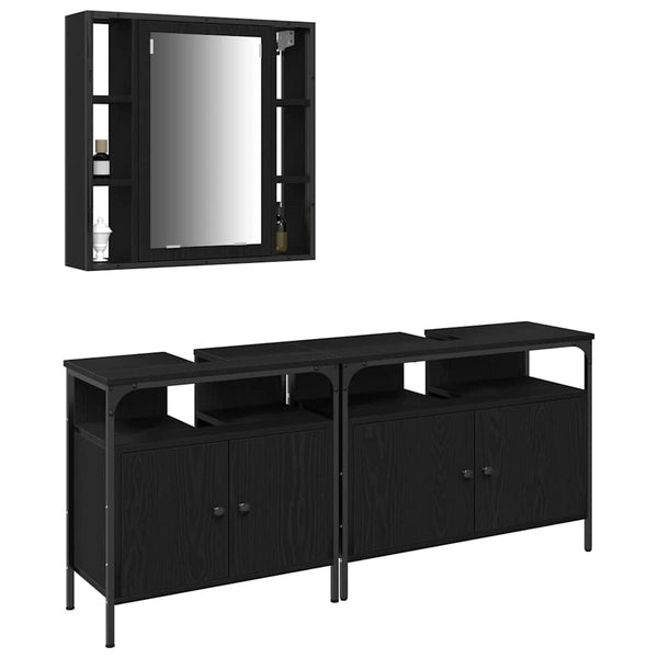 Kylpyhuoneen pesuainetehdas 3 kpl Musta 80 x 30 x 60 cm
