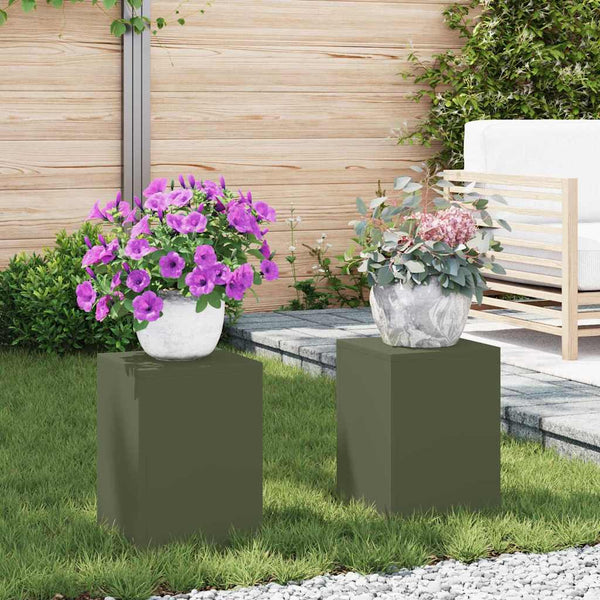 Kasviteline 2 kpl Oliivinvihreä 24 x 24 x 35 cm