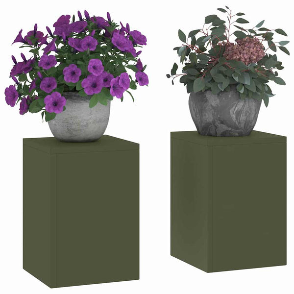 Kasviteline 2 kpl Oliivinvihreä 24 x 24 x 35 cm