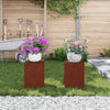 Kasviteline 2 kpl Ruosteinen 24 x 24 x 35 cm Säänkestävä teräs