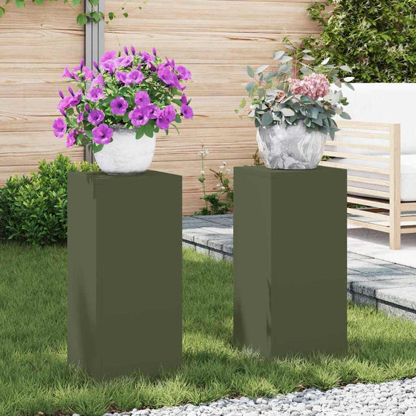 Kasviteline 2 kpl Oliivinvihreä 24 x 24 x 55 cm