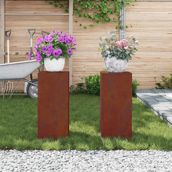 Kasviteline 2 kpl Ruosteinen 24 x 24 x 55 cm Säänkestävä teräs
