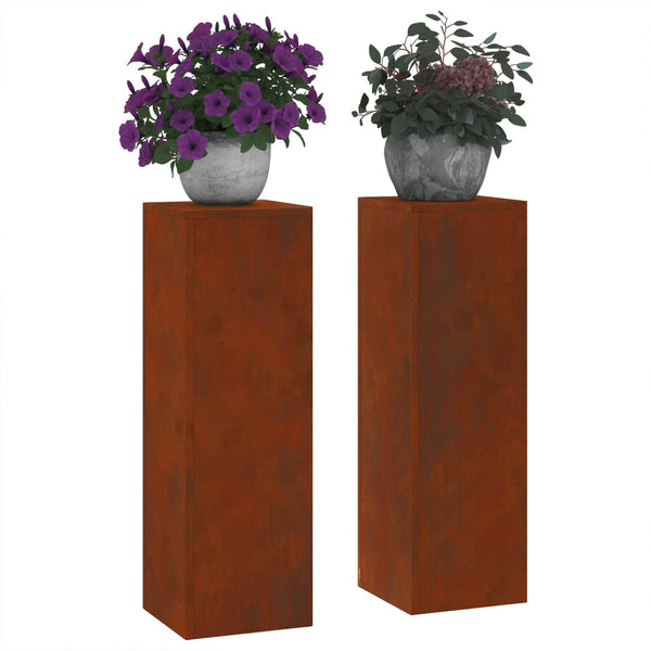 Kasviteline 2 kpl Ruosteinen 24 x 24 x 75 cm Säänkestävä teräs