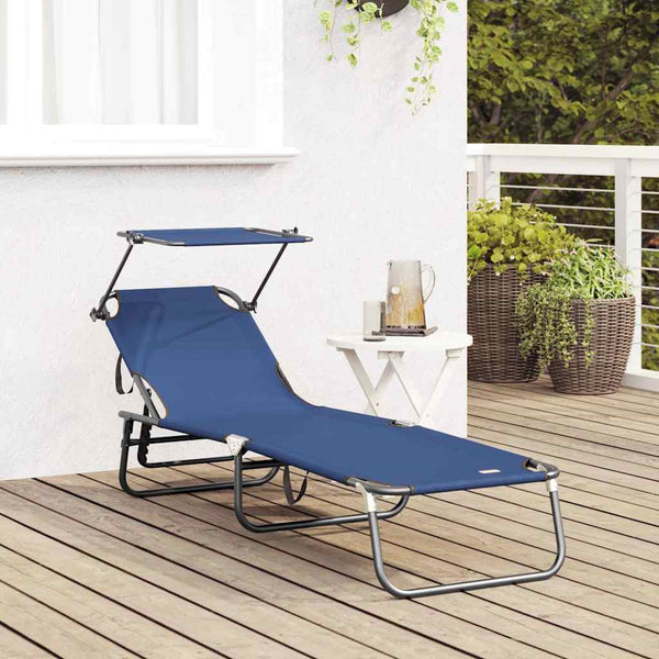 Taittuva aurinkotuoli Sininen 190 x 57 x 81 cm oxford