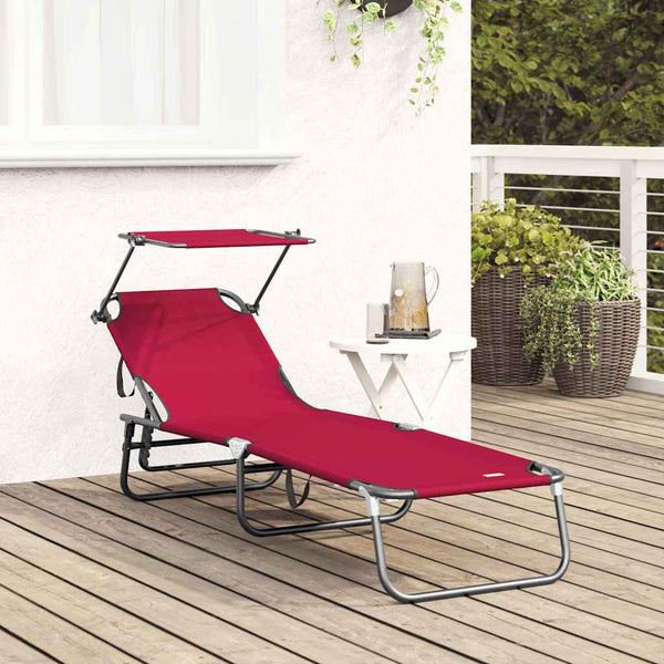 Taittuva aurinkotuoli Punainen 190 x 57 x 81 cm oxford