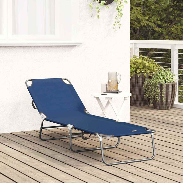 Taittuva aurinkotuoli Sininen 188 x 57 x 86,5 cm Polyesteri