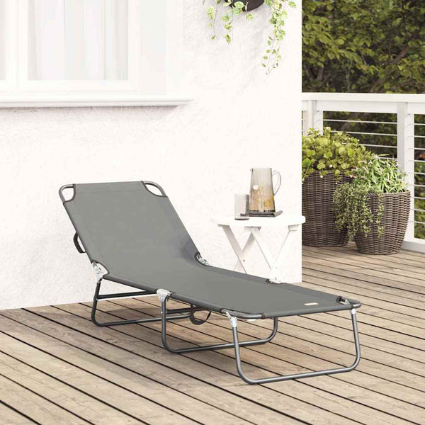 Taittuva aurinkotuoli Harmaa 188 x 57 x 86,5 cm Polyesteri