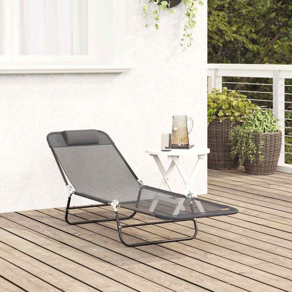 Taittuva aurinkotuoli Harmaa 182 x 55 x 85,5 cm Textilene
