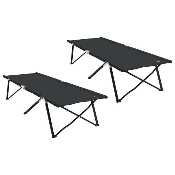 Taitettava leirintävuode 2 kpl Musta 206 x 76 x 74 cm