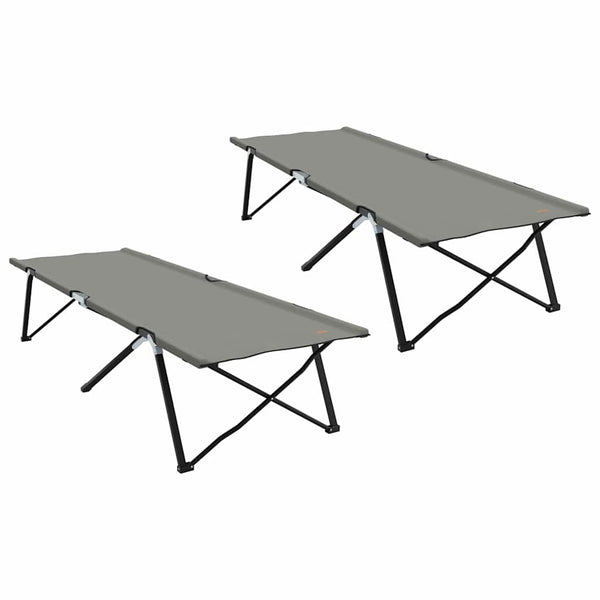 Taitettava leirintävuode 2 kpl Harmaa 206 x 76 x 74 cm