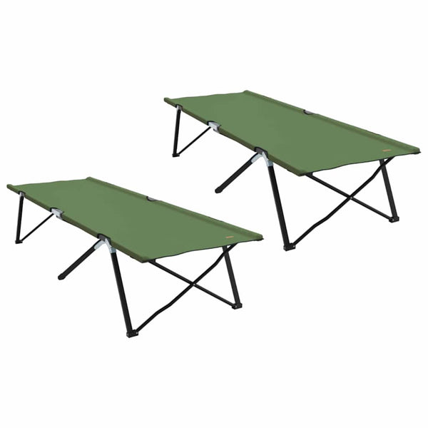 Taitettava leirintävuode 2 kpl Vihreä 206 x 76 x 74 cm