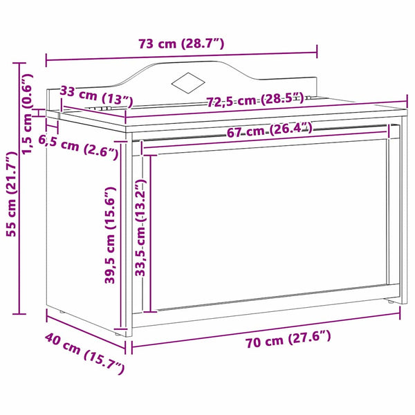 Leikkikaluarkku Valkoinen 73 x 33 x 55 cm Tekninen puu