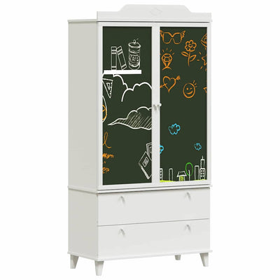 Valkoinen liitutaulu vaatekaappi laatikon kanssa Adriene (puinen)