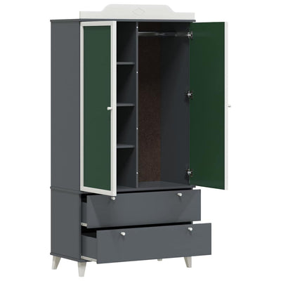 Harmaa ja valkoinen liitutaulu vaatekaappi ovella Serenela (puinen)